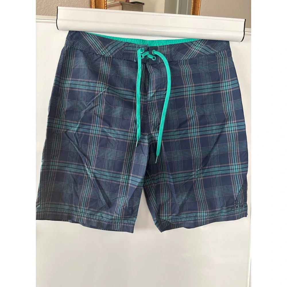 Prana men's size 35 blue board‎ shorts plaid